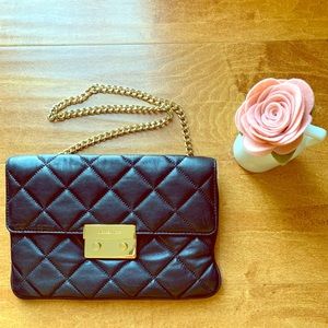 Michael Kors black quilted Clutch Gold Hardware